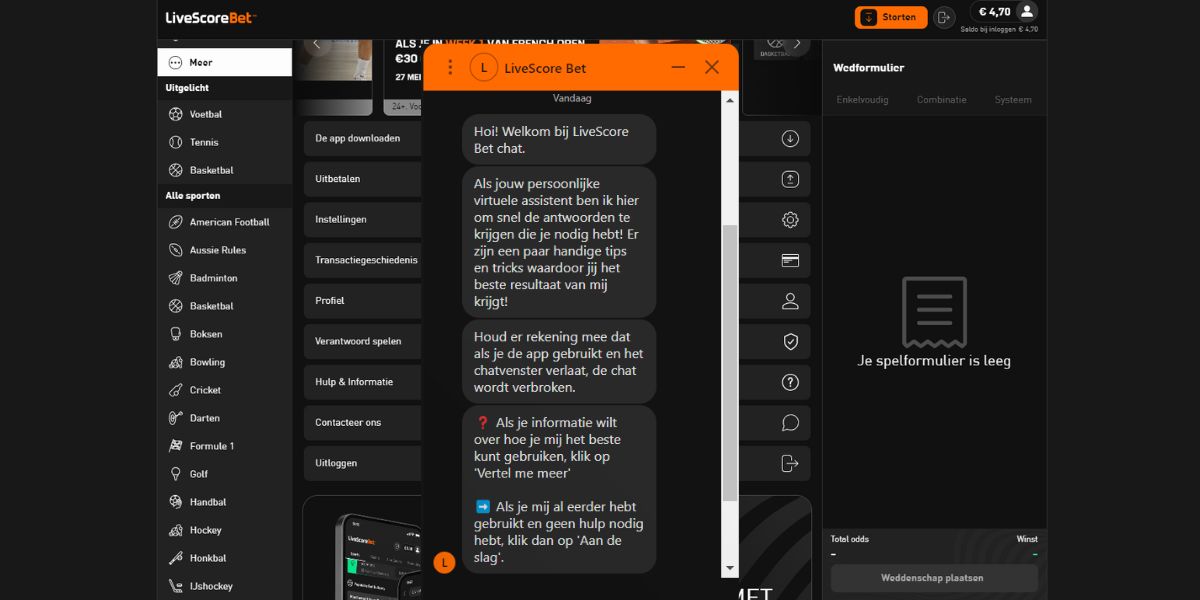 Sportgokken uitleg hoe kom ik in contact met de klantenservice van LiveScore Bet Typ je vraag