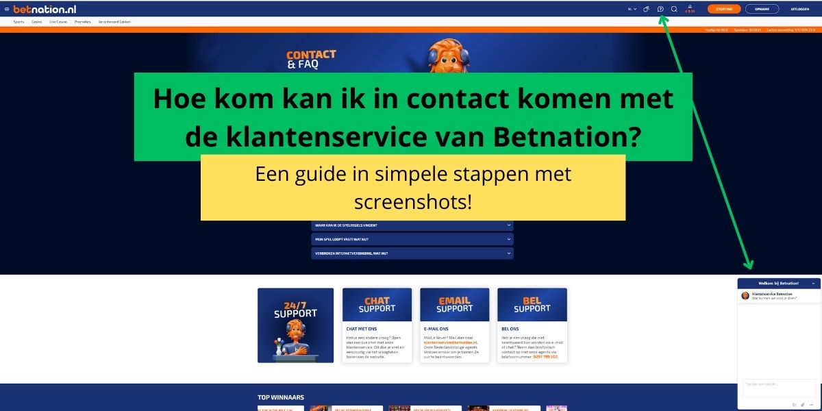 banner handleiding contacteren vragen stellen klantenservice betnation sportgokken uitleg