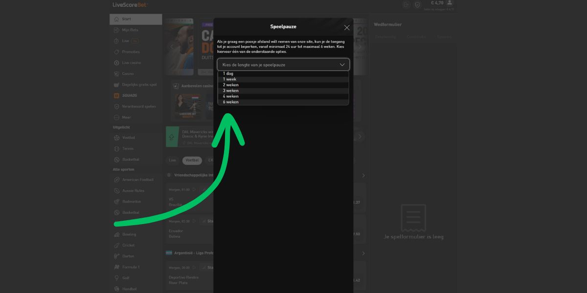 uitsluiten gokstop livescore bet sportgokken uitleg selecteer tijd