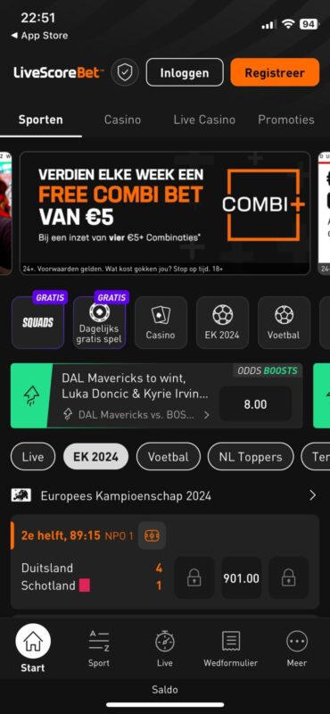 app downloaden applicatie sportgokken uitleg livescorebet app klik op log in