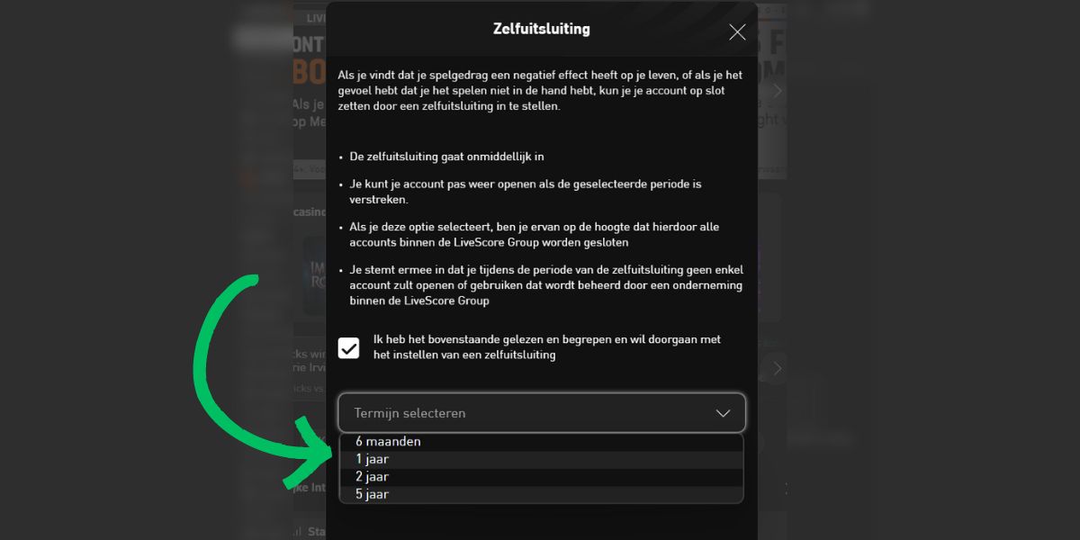 uitsluiten gokstop livescore bet sportgokken uitleg selecteer tijd