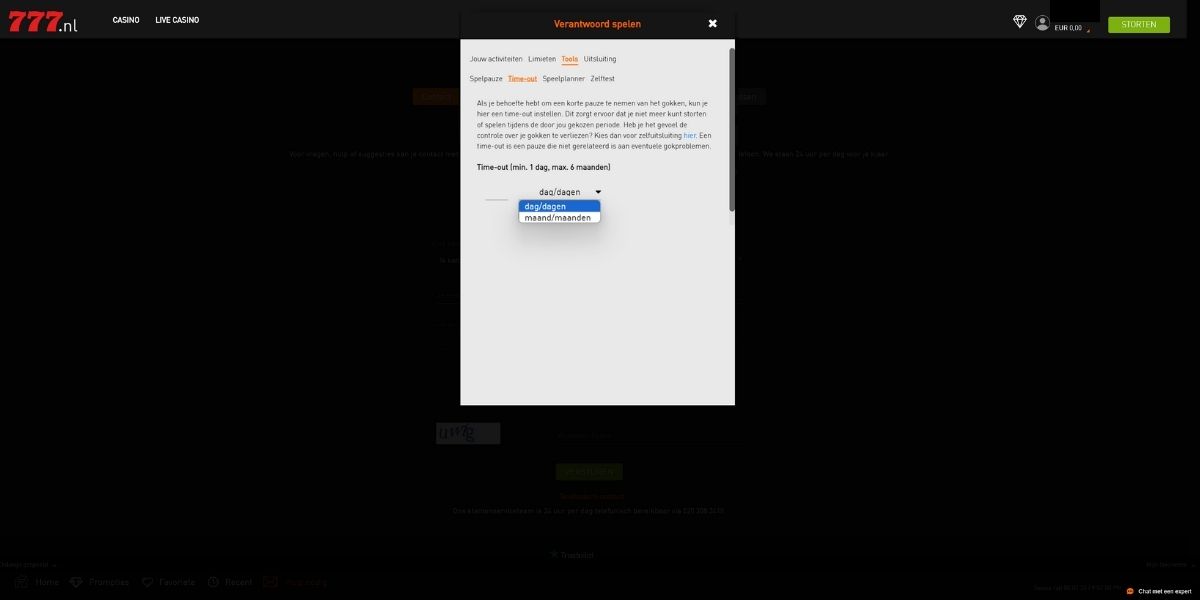 limieten casino777 korte stop