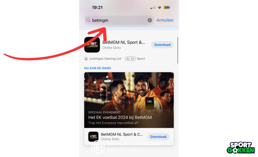 Zoek naar BetMGM op de app store