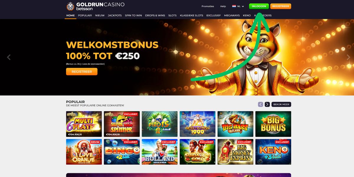 website + inloggen goldrun casino hoe geld te storten?