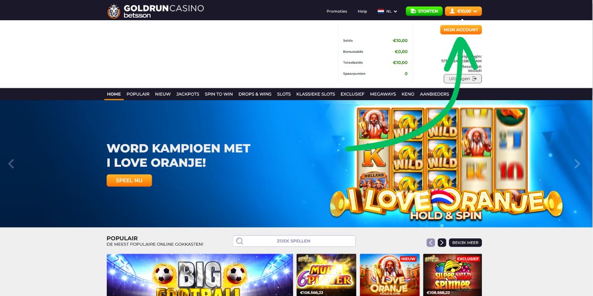 geld opnemen uitbetaling goldrun casino how to guide gids handleiding mijn account