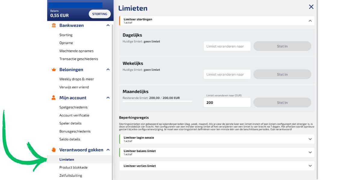 limieten instellen op betnation uitleg sportgokken