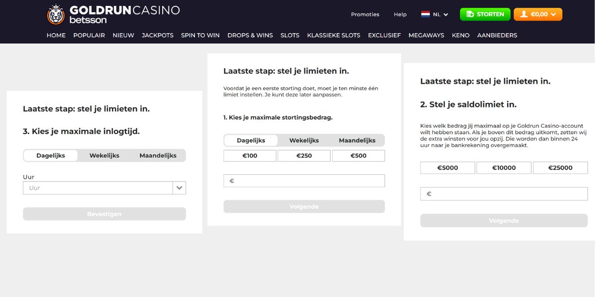 limieten aanmelden registreren Godlrun Casino