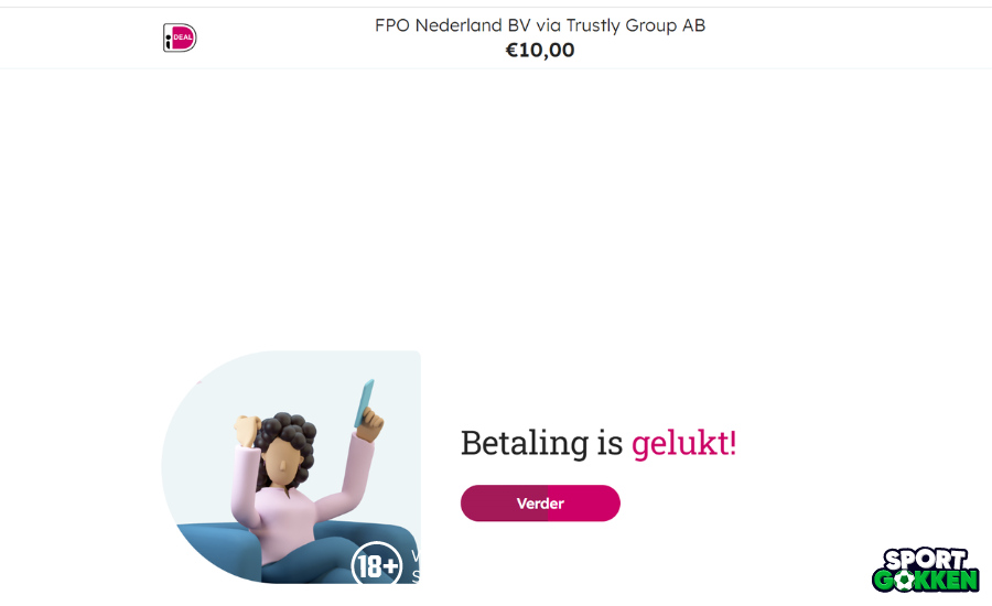 Betaling is gelukt bij Fair Play Casino