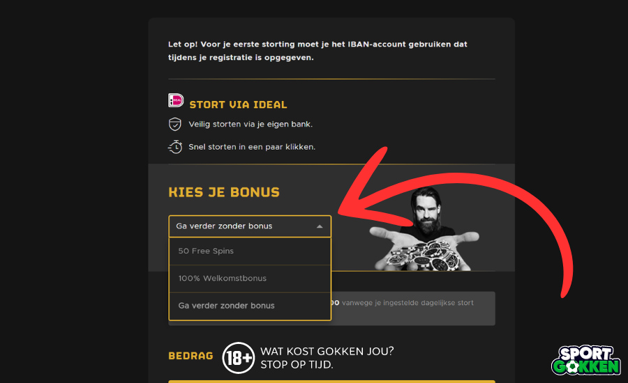 Kies of je een bonus wilt gebruiken bij Fair Play Casino