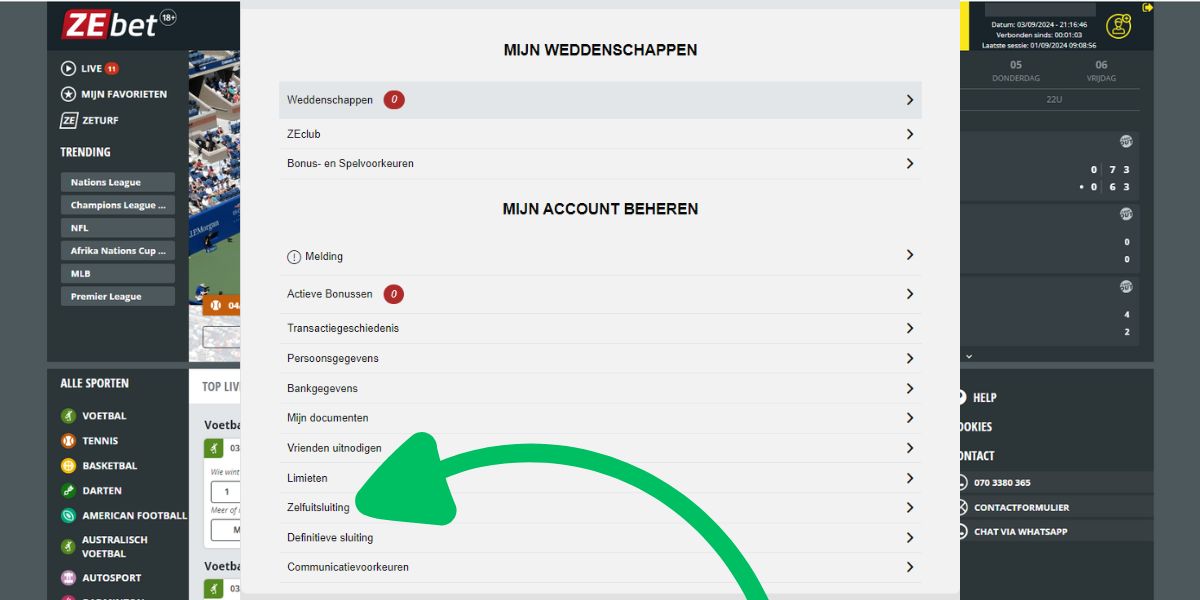 Zelfuitsluiting bij ZEbet