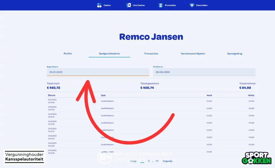 Spelgeschiedenis datums Kansino