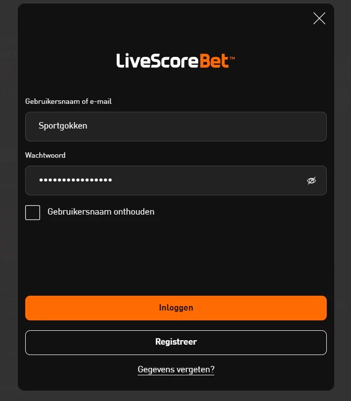 inloggen livescore bet verschillende browsers of banner klikken simpel gemakkelijk uitleg vul je gegevens in