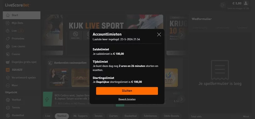 inloggen livescore bet verschillende browsers of banner klikken simpel gemakkelijk uitleg speel verder start met spelen van online kansspellen gokkasten sportweddenschappen