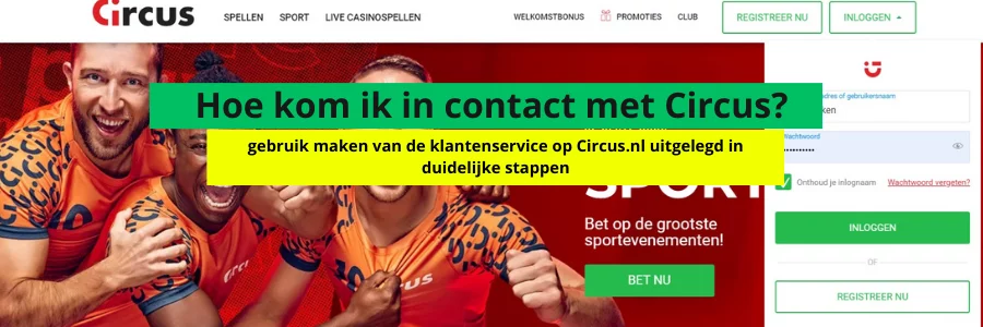 contact met klantenservice circus sportgokken banner