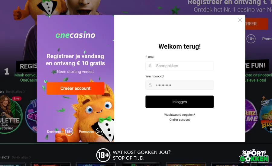 Inloggen bij One Casino