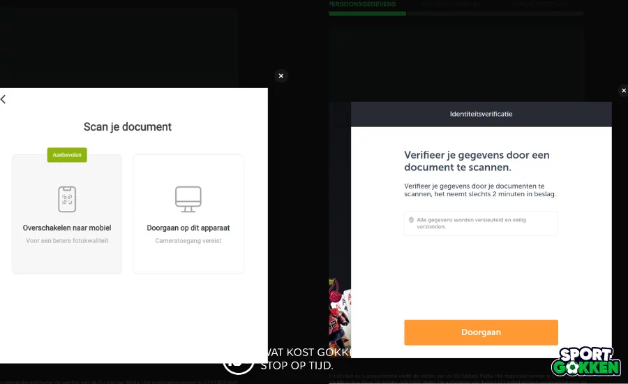 Scan je documenten via desktop of mobiel bij ComeOn! Casino