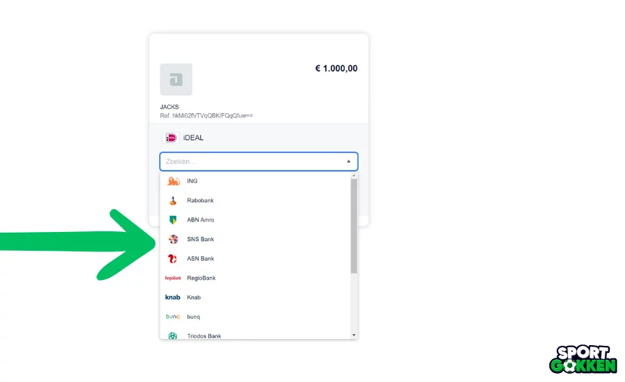 kies je bank bij storten via ideal bij jacks
