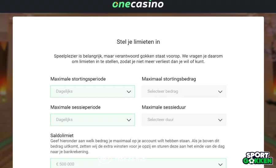 Stel je limieten in bij One Casino