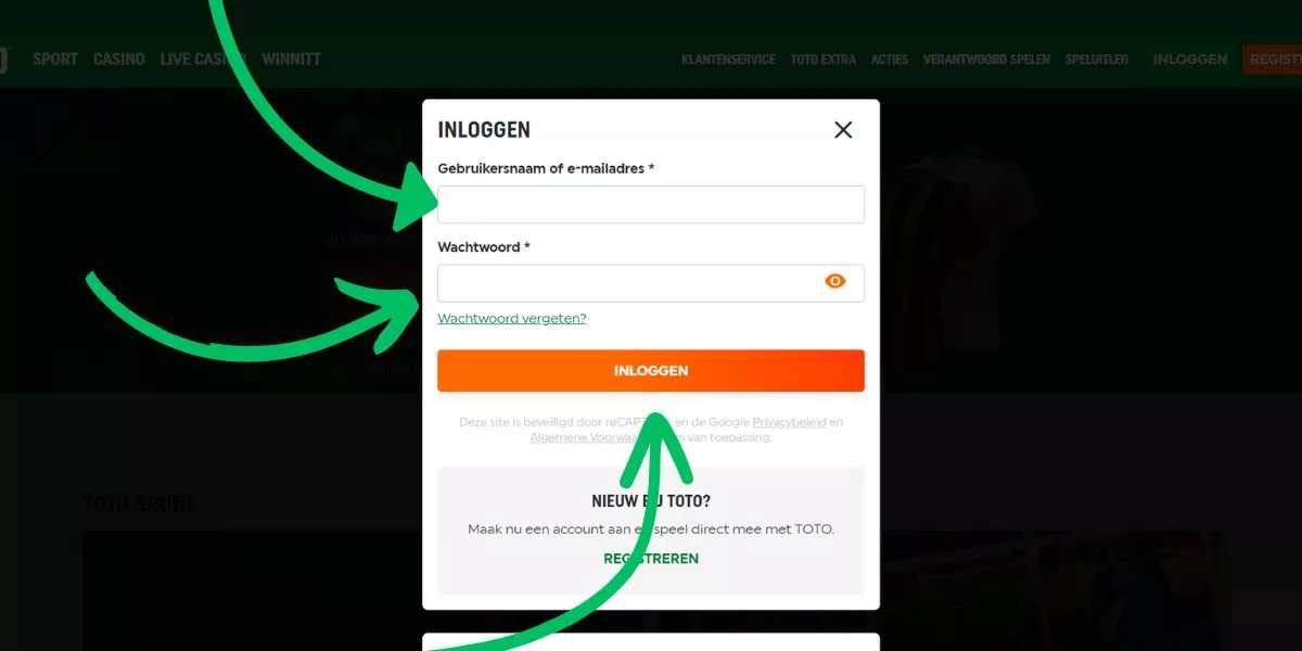 uitleg sportgokken inloggen TOTO Ga naar de website en log je inHoe kan ik me inloggen bij TOTO gebruikersnaam en wachtwoord