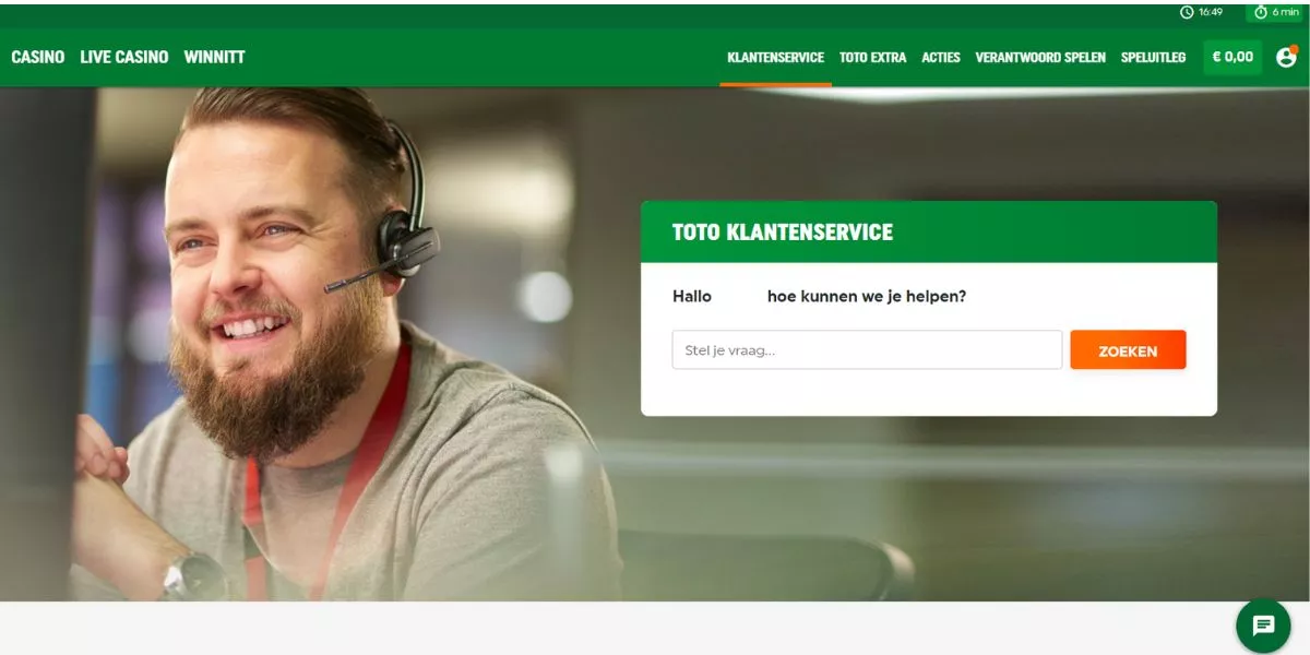 in contact komen met klantenservice TOTO handleiding guide how to sportkgokken uitleg stel een vraag in de chat