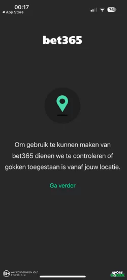 Geef Bet365 toestemming om je locatie te controleren