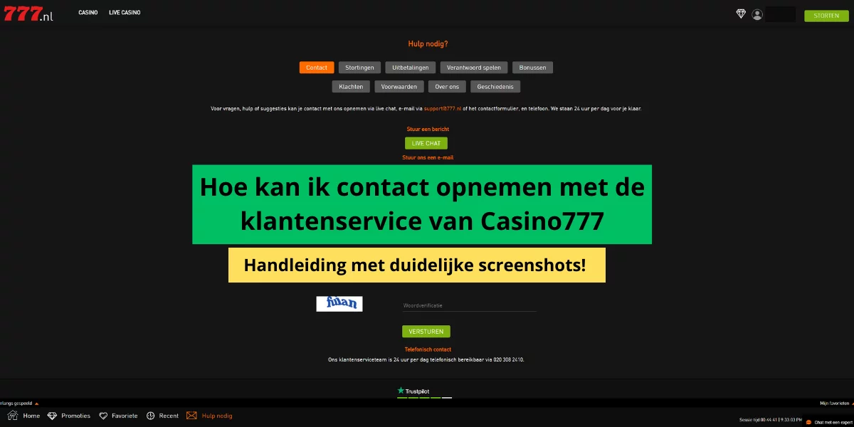 Contact opnemen met de klantenservice van casino777 handleiding casino uitleg sportgokken