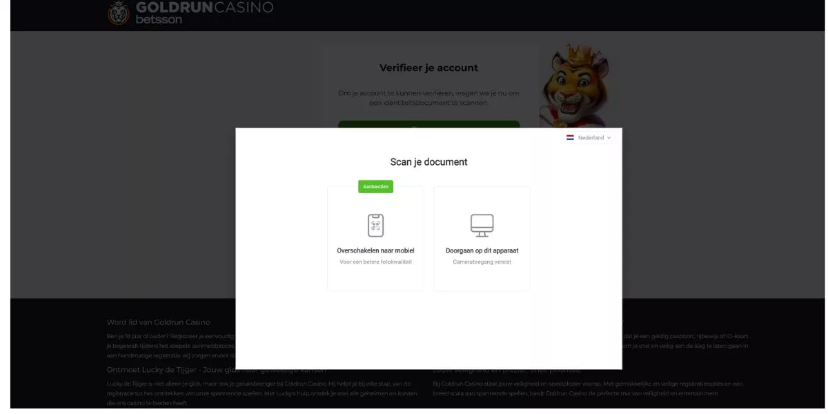 identiteitscontrole aanmelden registreren Godlrun Casino